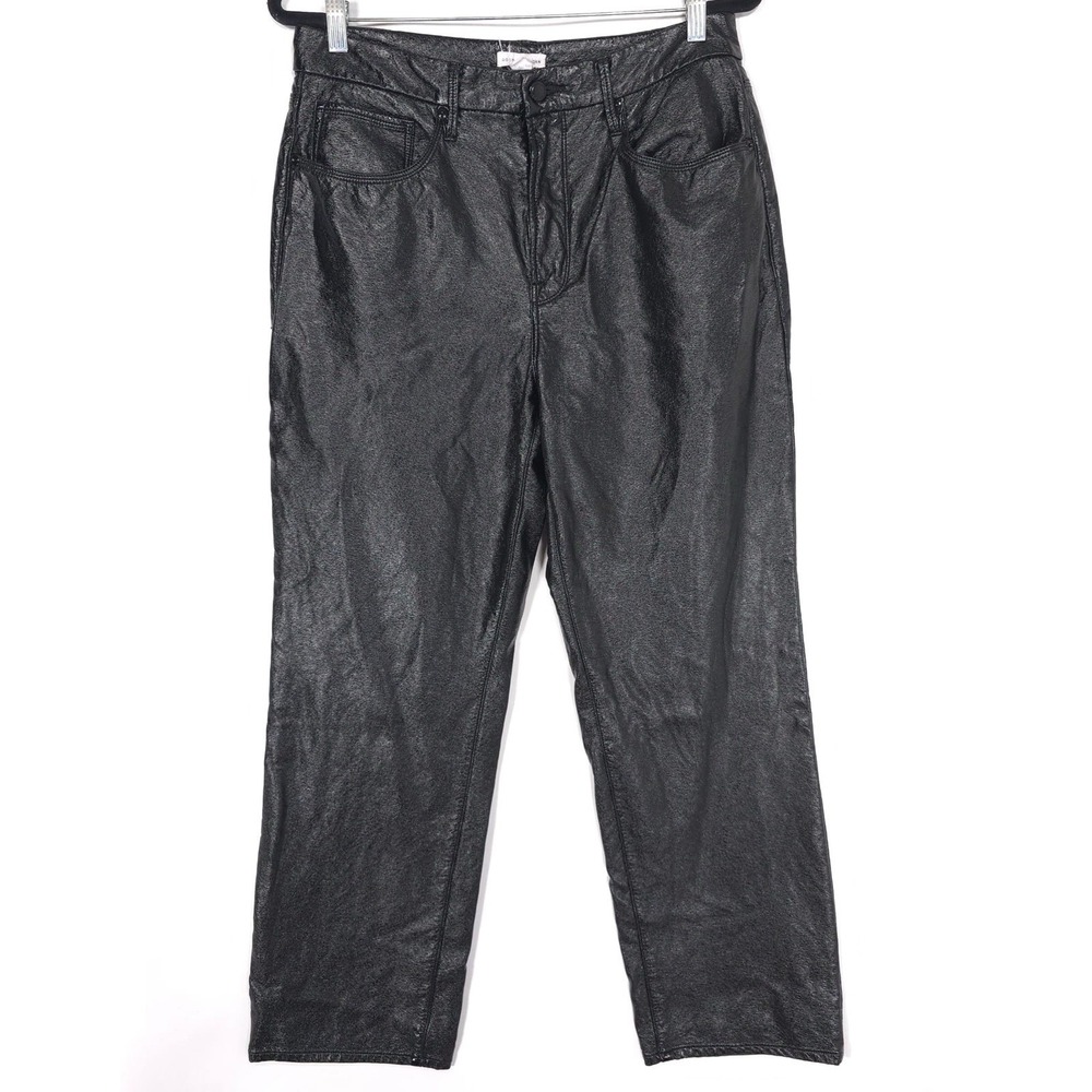GOOD‎ AMERICAN Women's 10/30 Elegant Black Faux Leather Pants GNV464